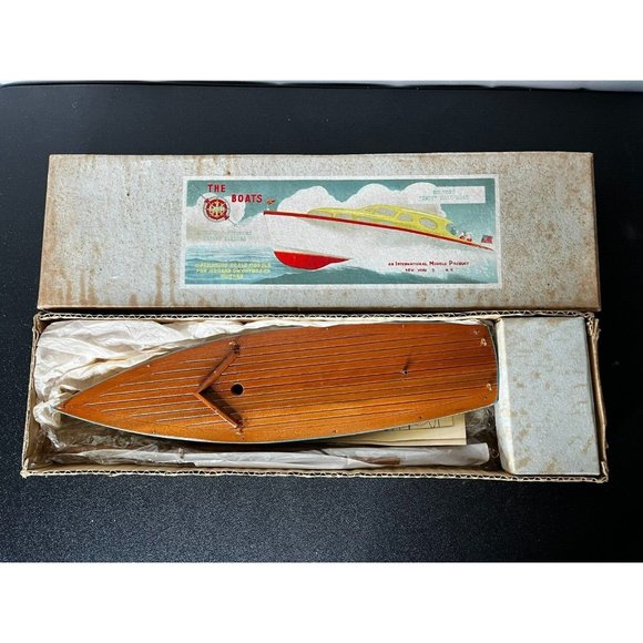 NOS 1950s Japanese Toy Wood Model Boat Kit W Imp Impy 7095 Sailboat just opened